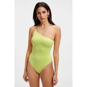 Good American Good Touch One Shoulder Bodysuit Size 6 Color Key‎ Lime001 NWT